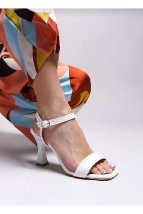 کفش پاشنه بلند کلاسیک سفید زنانه PU Bİ&CO - کد 924694896