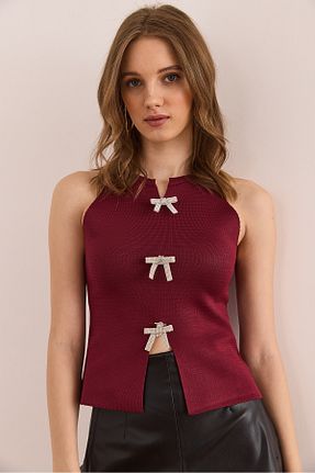 بلوز زرشکی زنانه ساده Olalook - کد 924549108