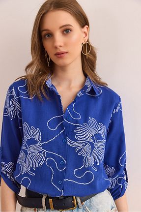 پیراهن سرمه ای زنانه رگولار Olalook - کد 924548043