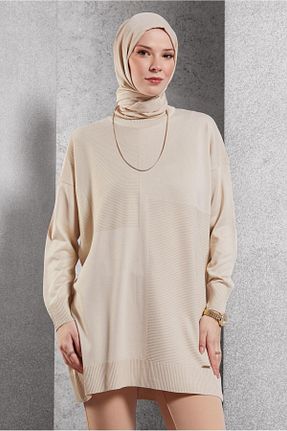 تونیک حجاب قهوه ای زنانه مخلوط ویسکون Alvina - کد 879814132