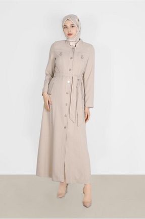 مانتو بلند حجاب بژ زنانه Alvina - کد 808553735