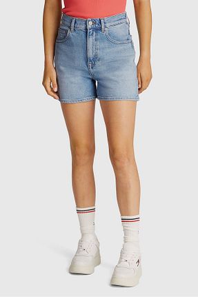 شلوارک و برمودا سرمه ای زنانه مام فیت Tommy Hilfiger - کد 901396057