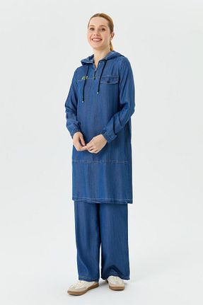 ست بالاتنه و پائین تنه حجاب سرمه ای زنانه رگولار Doque - کد 923660158