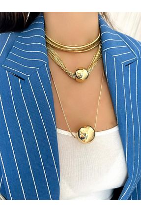 گردنبند جواهر رنگی زنانه برنجی MyladyAccessoriess - کد 774910315