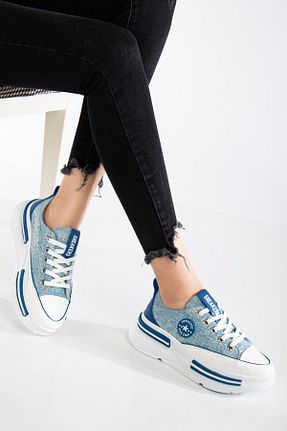 کفش اسنیکر آبی زنانه بند دار SUİNS SHOES - کد 923658060