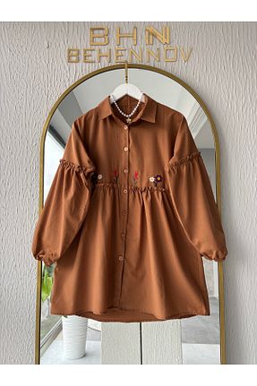 پیراهن حجاب قهوه ای زنانه Straight Butik - کد 923682311