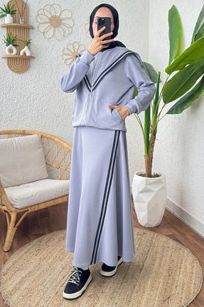 ست بالاتنه و پائین تنه حجاب طوسی زنانه رگولار FND - کد 923693360
