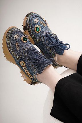کفش اسنیکر آبی زنانه بند دار Guja - کد 923669639