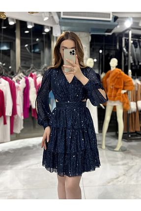 لباس مجلسی و فارغ التحصیلی آبی زنانه کرپ Zoe Zoe - کد 923691071