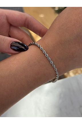 دستبند استیل (فولاد) طوسی زنانه استیل ضد زنگ Shophoria - کد 923705974