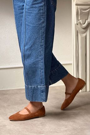 بابت قهوه ای زنانه چرم خالص NİŞANTAŞI SHOES - کد 922157938