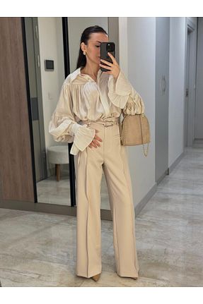 شلوار بژ زنانه فاق بلند Tugen Co - کد 923717754