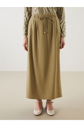 دامن خاکی زنانه Keten Görünümlü LC Waikiki - کد 924801388
