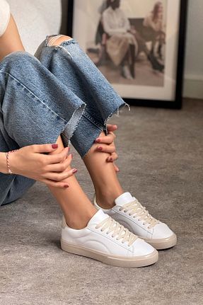 کفش اسنیکر سفید زنانه بند دار NİŞANTAŞI SHOES - کد 922427758