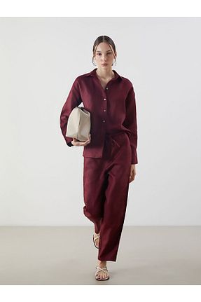 شلوار زرشکی زنانه کتان LC Waikiki - کد 927221061