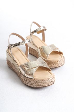 صندل متالیک زنانه پاشنه پر Elile Shoes - کد 923762247