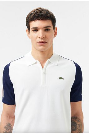 پولوشرت سفید مردانه مخلوط ویسکون Lacoste - کد 923784926