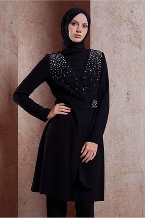 ست بالاتنه و پائین تنه حجاب مشکی زنانه رگولار Alvina - کد 842074097
