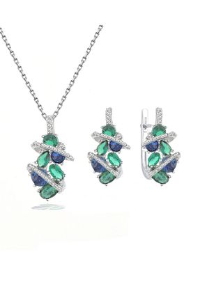 ست نقره زنانه زمرد Brezza Lusso Jewelry - کد 797331276