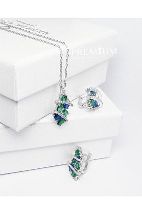 ست نقره زنانه زمرد Brezza Lusso Jewelry - کد 797331276
