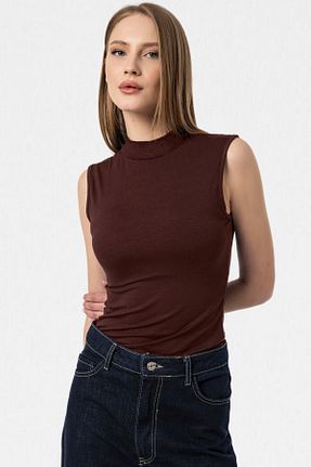 بلوز قهوه ای زنانه ساده VODENS - کد 832841314