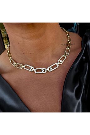 گردنبند استیل ( فولاد ) طلائی روکش طلا neslyaccessories - کد 920472855