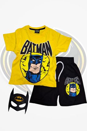 ست بالاتنه و پائین تنه زرد بچه گانه بافتنی Batman - کد 924398749