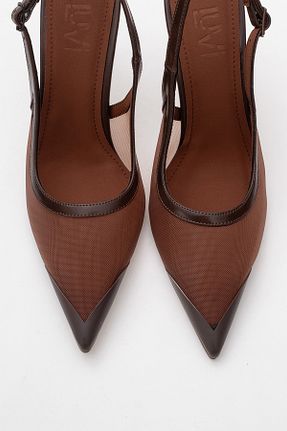 کفش استایلیتو قهوه ای پاشنه نازک luvishoes - کد 923851059