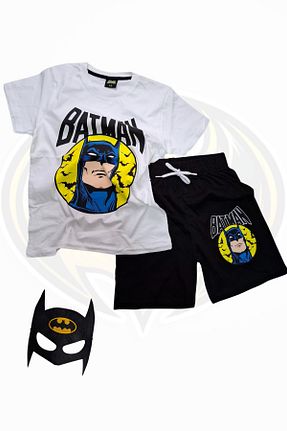 ست بالاتنه و پائین تنه سفید بچه گانه بافتنی Batman - کد 924399055