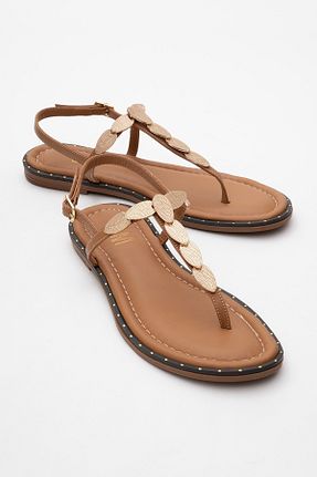 صندل قهوه ای زنانه پاشنه تخت luvishoes - کد 923850430