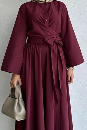پیراهن زرشکی زنانه رگولار GALAVİP - کد 924401087
