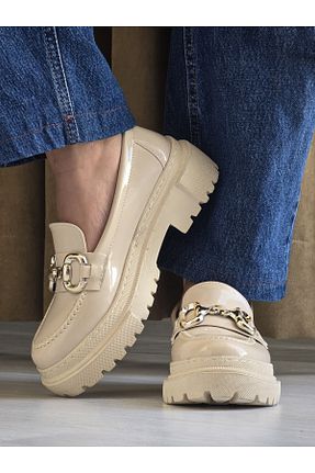 کفش لوفر بژ زنانه چرم لاکی Melinta Shoes - کد 924520375