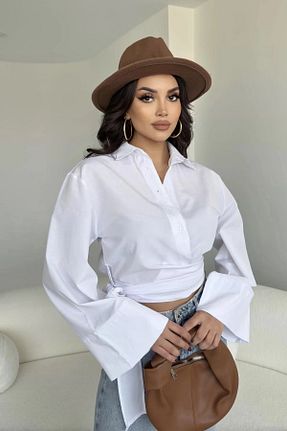 پیراهن سفید زنانه رگولار GALAVİP - کد 923855274