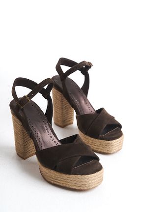 صندل قهوه ای زنانه پاشنه پلتفرم Elile Shoes - کد 923889246