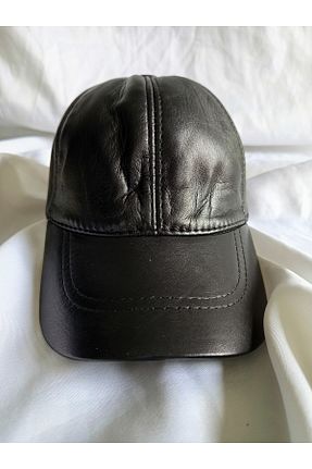 کلاه مشکی زنانه چرم خالص HeviStor - کد 923893197