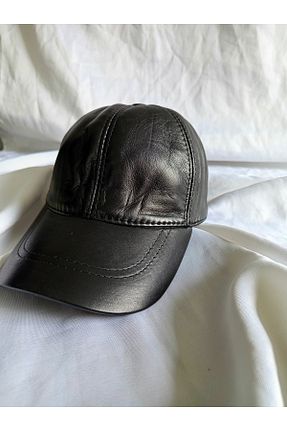 کلاه مشکی زنانه چرم خالص HeviStor - کد 923893197