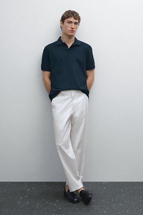 پولوشرت آبی مردانه پنبه ای Massimo Dutti - کد 902914480