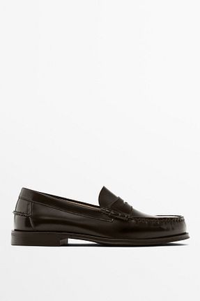 کفش لوفر قهوه ای مردانه چرم خالص Massimo Dutti - کد 923906636