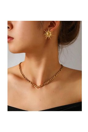 گردنبند استیل ( فولاد ) طلائی استیل ضد زنگ derokas - کد 923906251