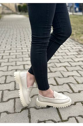 کفش لوفر بژ زنانه چرم مصنوعی Bonjey - کد 923908689