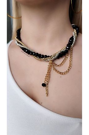 گردنبند جواهر مشکی زنانه سنگ طبیعی MYSTERY TAKI AKSESUAR - کد 922186829