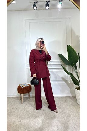 ست بالاتنه و پائین تنه حجاب زرشکی زنانه رگولار MODA - کد 923957278