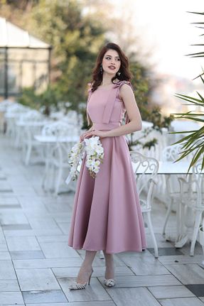 لباس مجلسی و فارغ التحصیلی صورتی زنانه ساتن AYŞEYAMAÇLI - کد 923976663