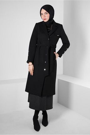 پالتو پشمی حجاب مشکی زنانه رگولار Alvina - کد 789852678