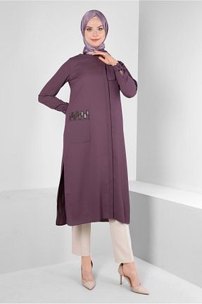 تونیک حجاب بنفش زنانه پلی استر Alvina - کد 805630907