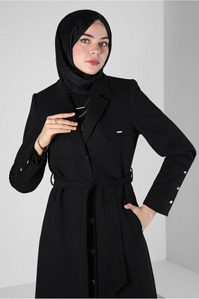 پالتو پشمی حجاب مشکی زنانه رگولار Alvina - کد 789852678