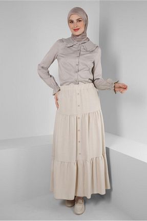 بلوز حجاب بژ زنانه پنبه ای Alvina - کد 799581146