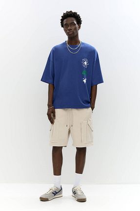 شلوارک و برمودا نباتی مردانه پنبه ای Pull & Bear - کد 922073740