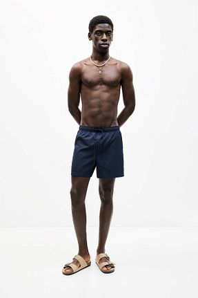 شلوارک ساحلی سرمه ای مردانه پلی استر Pull & Bear - کد 924048078