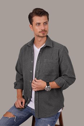 پیراهن طوسی مردانه اورسایز Etikmen - کد 791398336